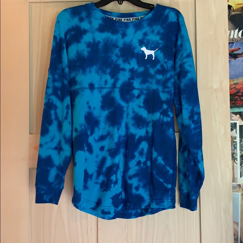 PINK blue tie dye crewneck